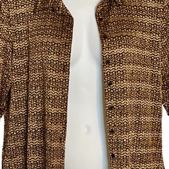 Vintage Chico’s Design Gold Metallic Crinkle Twinset L/XL Retro Cardigan & Tank - Picture 6 of 8
